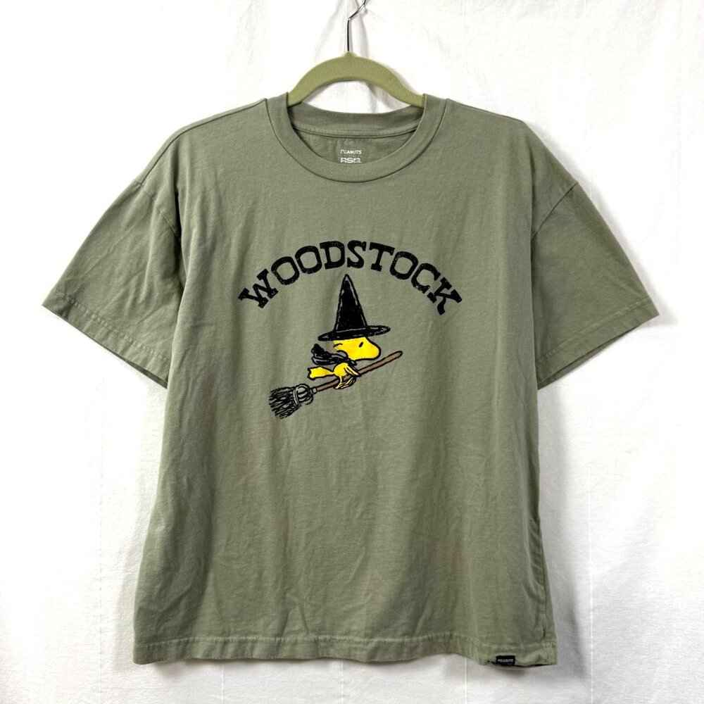 RSQ x Peanuts Woodstock T-Shirt Mens Sz S Green Witch Graphic Crew Neck SS Tee